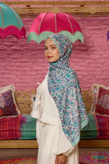 Moda Mevsimi İpekhan Soft Pamuk Şal 3046-06 Yosun Yeşili Mor