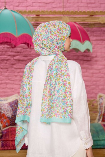 Moda Mevsimi İpekhan Soft Pamuk Şal 3046-09 Gül Pembe Turkuaz