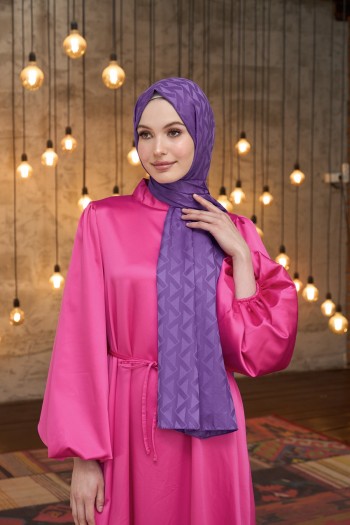 Moda Mevsimi İpekhan İpeksi Jakar Şal 9014-05 Mor