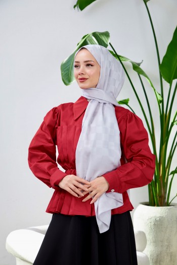 Moda Mevsimi İpekhan İpeksi Jakar Şal Dama Desen 9007-02 Gümüş